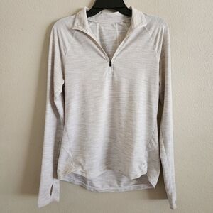 DSG Grey Herringbone Run Grid Quarter Zip Pullover with Thumbholes - Small